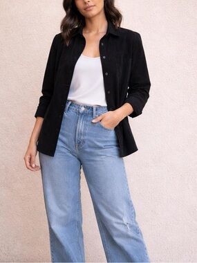 Jessica Holbrook Leather Jacket/blouse - Black